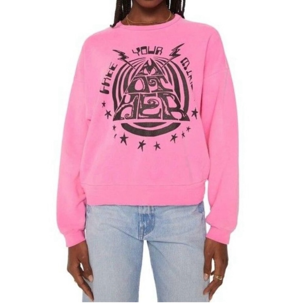 MOTHER ‘The Drop’ Pink Graphic Sweatshirt